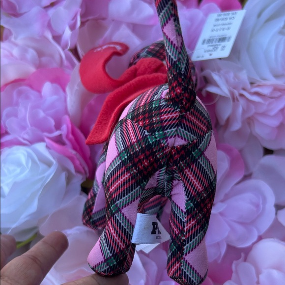 PINK Victoria's Secret Plaid Dog Plush with Pink and Red - Picture 4 of 4